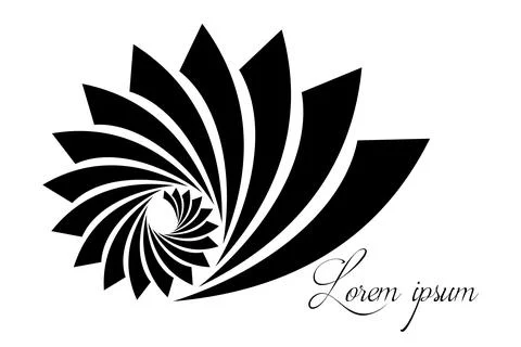 Abstract snail shell logo, simple geometric snail silhouette design, Fibonacci Stock Illustration