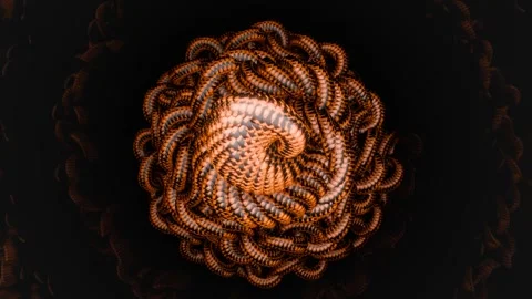 Abstract Snake Animation 4K VJ Loop - Futuristic Serpentine Motion Amber Stock Footage 307900642