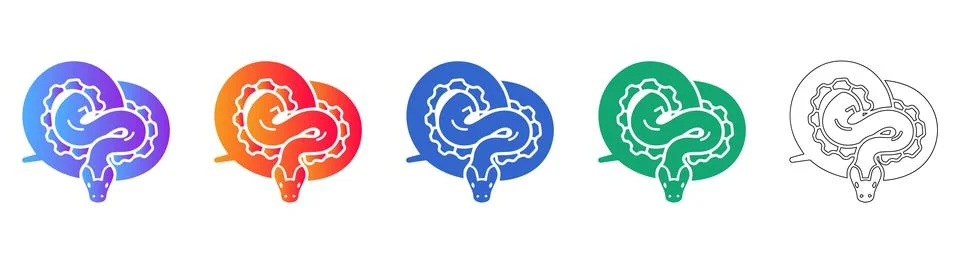 Abstract Snake Coiled Tech Concept Icon Set Stock Illustration