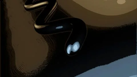 Abstract snake like flexible motion on the endless line. Design. Curving glowing イラスト素材
