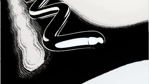 Abstract snake like flexible motion on the endless line. Design. Curving glowing Illustration
