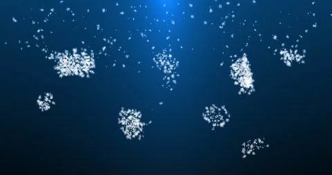 An abstract snow round dance hovers in a dark blue abyss, weaving patterns o Stock Footage 325084215