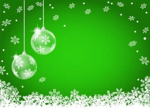 Abstract snowflake background with two christmas baubles Stock Illustration