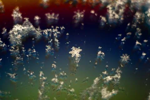 Abstract snowflake on the colored background Close-up. Macro photograph snowf Stock Photos