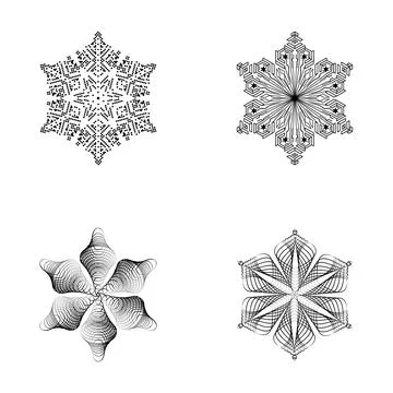 Abstract snowflake design elements creating winter patterns Stock Illustration
