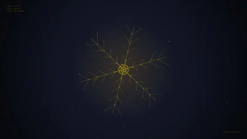 Abstract Snowflake Geometric Pattern Animation - Dark Blue Background Stock Footage 348073311