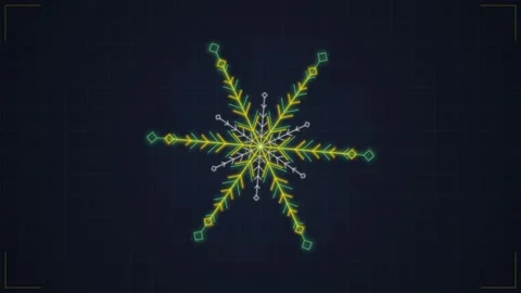 Abstract Snowflake Geometric Pattern Animation on Dark Background Stock Footage 348073326