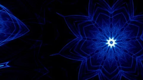 Abstract snowflake or flower in motion blue ribbon lines on a blue background. Stock Footage 122171661