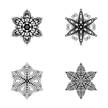 Abstract snowflake style mandalas vector illustration collection イラスト素材