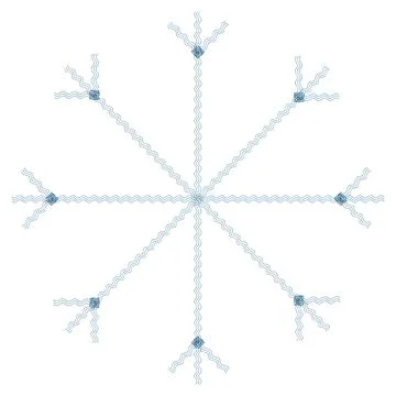 Abstract snowflake with wavy patterned lines in trendy wintry hues blue. Icon Stock Illustration