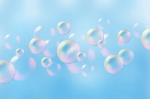 Abstract soap bubble over blue sky, element for designers background Illustrazione stock