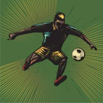 Abstract soccer kick while jumping Stock Illustration