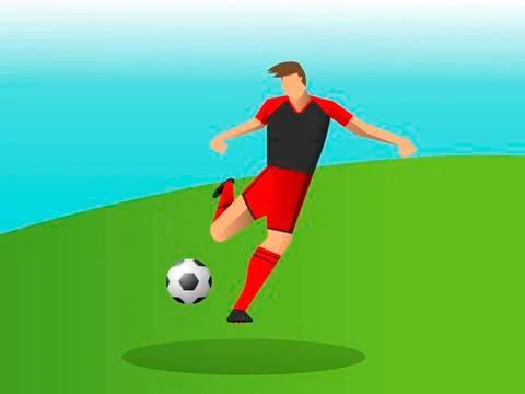 Abstract soccer player quick shooting a ball. Vector illustration Stock Illustration
