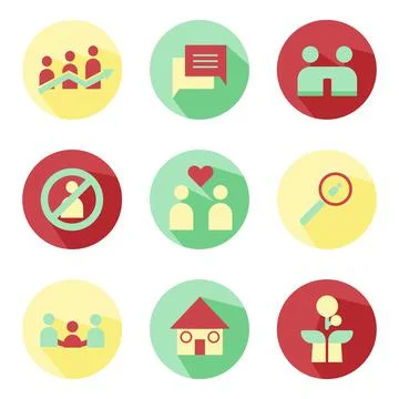 Abstract Social Development Icon Set Vector Design EPS10 Stock Illustration