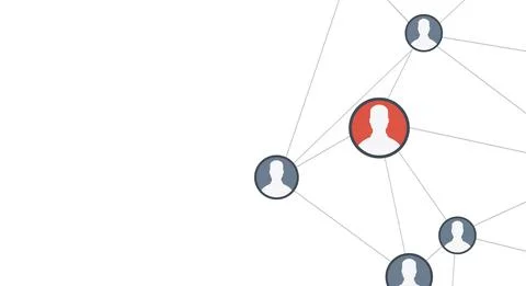 Abstract social network scheme, which contains people icons connected to each Stock Illustration