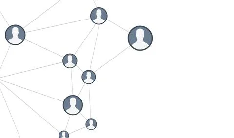 Abstract social network scheme, which contains people icons connected to each Stock Illustration