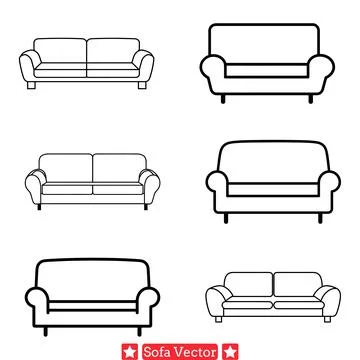 Abstract Sofa Vector Graphics   Artistic Furniture Silhouettes for Creative.. Stock Illustration