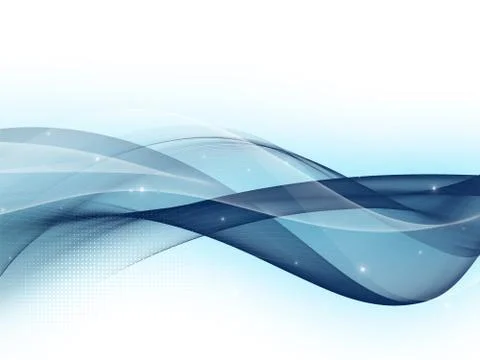 Abstract Soft Blue Futuristic Background With Wavy Pattern Stock Illustration