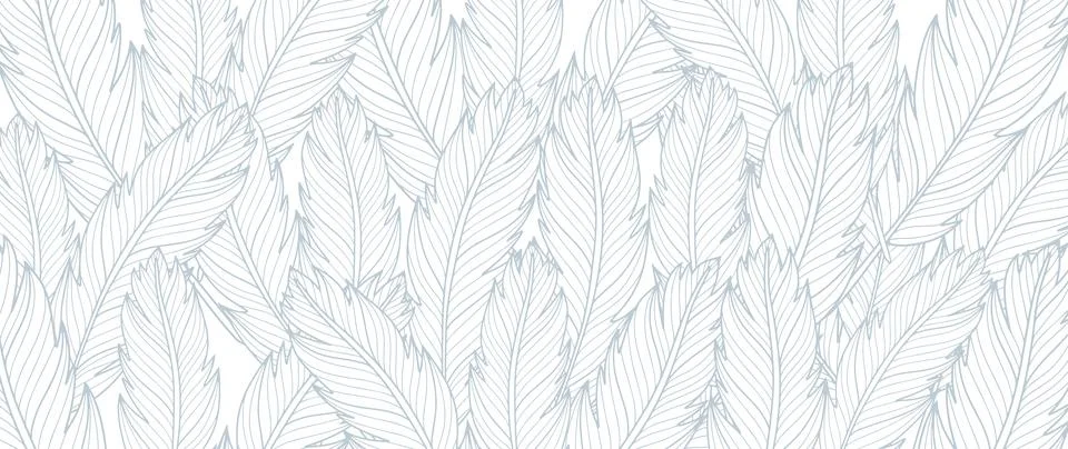Abstract soft blue vector background with feathers. Illustrazione stock