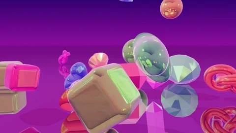 Abstract soft body shapes falling down Stock Footage 341702809