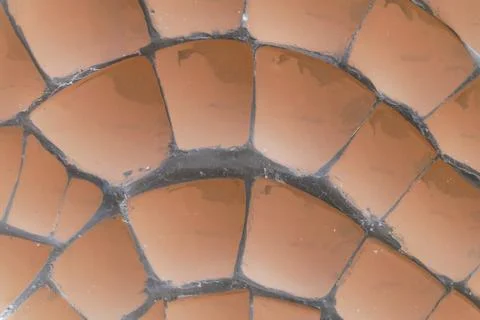 Abstract soft brown ceramic tile attach on wall in wave shape Stock Photos