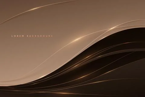Abstract soft brown color background with gold lines Stock Illustration