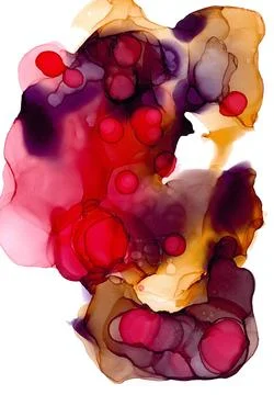 Abstract soft cloud of multicolored smoke with scarlet bubbles Stock Photos
