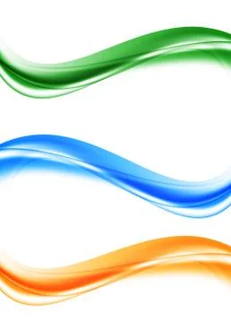 Abstract soft curved bright waves set Stock Illustration