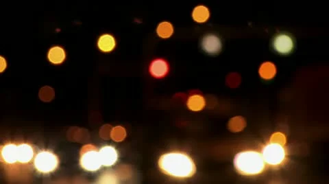 Abstract soft focus city traffic, headlights, traffic lights Stock Footage 20524851
