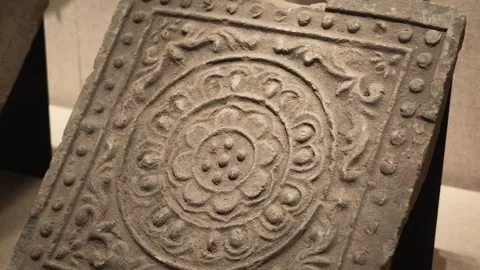 Abstract Soft Focus Texture Transitioning to Ancient Stone Tile Detail 스톡 동영상 340466656