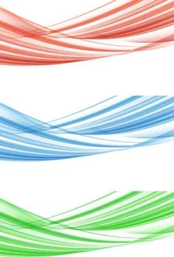 Abstract soft lines set in red blue green colors Stock Illustration