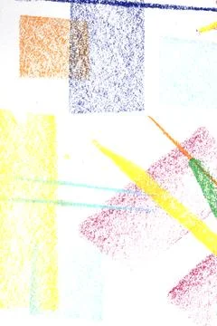 Abstract soft pastel crayon line and swirls on white background Stockillustratie