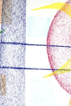 Abstract soft pastel crayon line and swirls on white background Stock Illustration