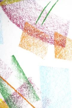 Abstract soft pastel crayon line and swirls on white background Stock Illustration