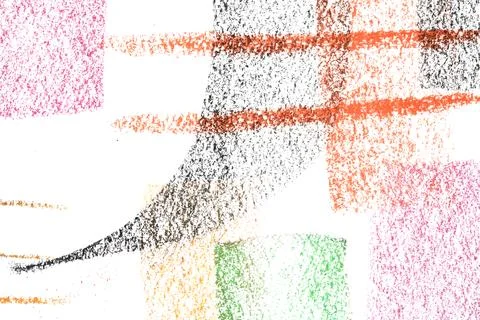Abstract soft pastel crayon line and swirls on white background Stockillustratie