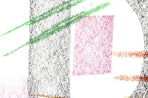 Abstract soft pastel crayon line and swirls on white background Stock Illustration