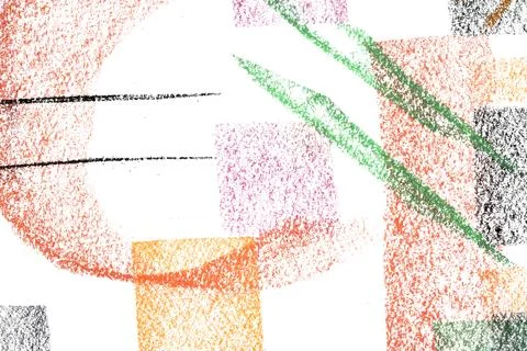 Abstract soft pastel crayon line and swirls on white background Stock Illustration
