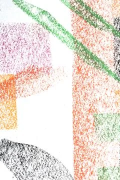 Abstract soft pastel crayon line and swirls on white background Stock Illustration