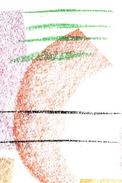 Abstract soft pastel crayon line and swirls on white background Stockillustratie