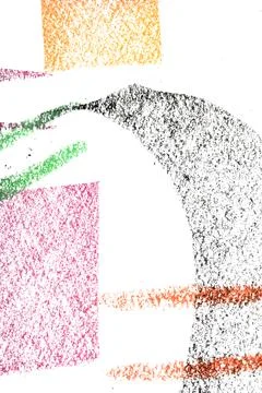 Abstract soft pastel crayon line and swirls on white background Stockillustratie
