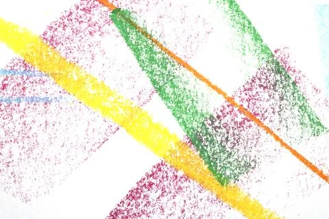 Abstract soft pastel crayon line and swirls on white background Stock Illustration