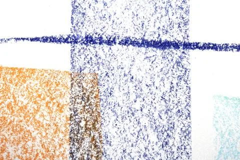 Abstract soft pastel crayon line and swirls on white background Stock Illustration
