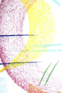 Abstract soft pastel crayon line and swirls on white background Stock Illustration