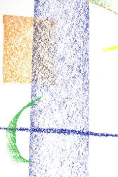 Abstract soft pastel crayon line and swirls on white background Stockillustratie