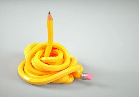 Abstract soft pencil on white background  Hustle and difficult task concept Stock Illustration