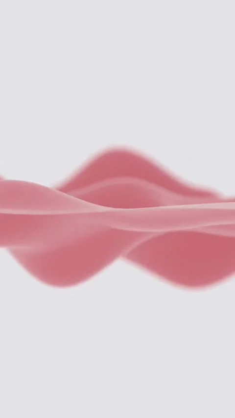 Abstract soft pink wavy fabric lines floating on white Stock Footage 334181490