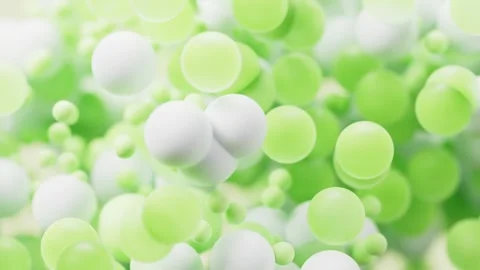 Abstract soft spheres motion with green and white bouncing balls in blurred.. Stock Footage 328335015