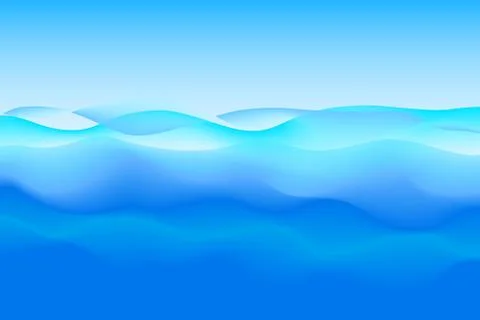 Abstract soft wave of blue ocean with sky. Stock Illustration