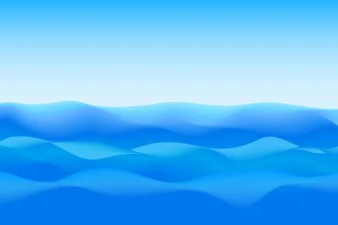 Abstract soft wave of blue ocean and sky. Stock Illustration
