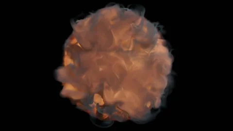 An abstract solar disk on a black background radiates heat and light gray smoke Stock Footage 169264055